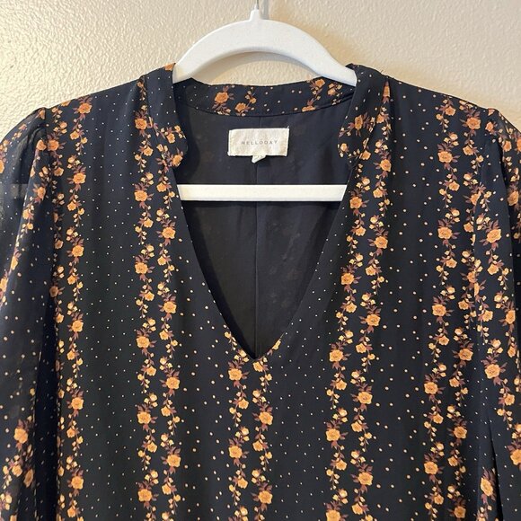 Women’s Blouse Dark Floral Romantic Fairy Whimsigoth Top Peasant Boho Cottage M - Picture 3 of 9